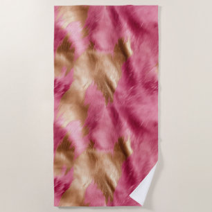 Western Pink Gold Cowgirl Cowhide Beach Towel