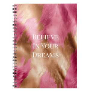 Western Pink Gold Cowgirl Cowhide Notebook