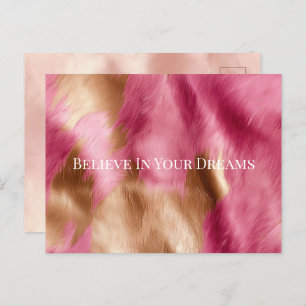 Western Pink Gold Cowgirl Cowhide Postcard