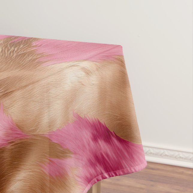Western Pink Gold Cowgirl Cowhide Tablecloth (In Situ)