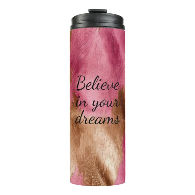 Western Pink Gold Cowgirl Cowhide Thermal Tumbler (Front)