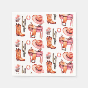 Western pink orange cowgirl napkin