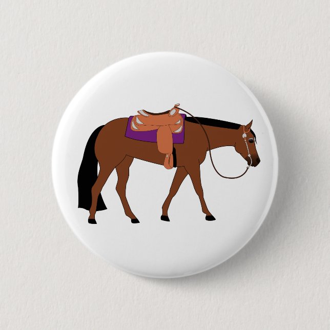 Western Pleasure Horse 2 Inch Round Button (Front)
