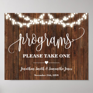 Western Programs Sign Take a Program Wedding