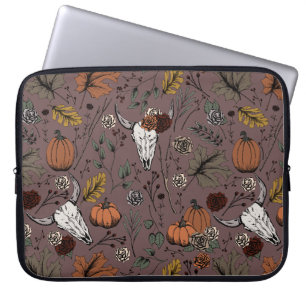 Western Purple Fall Harvest and Cow Skulls Laptop Sleeve
