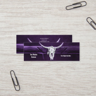 Western Purple White Rustic Bull Cow Skull Barn Mini Business Card