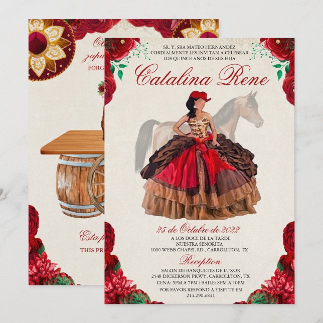 Western Quinceanera Quince Anos Invitation (Front/Back)