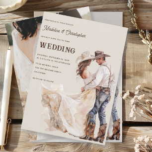 Western Ranch Couple Photo Faire-part de mariage