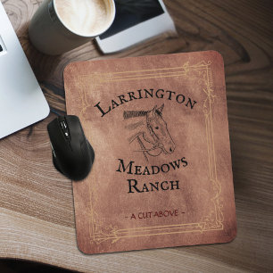 Western Ranch Horse Business Customizable Logo Mouse Pad