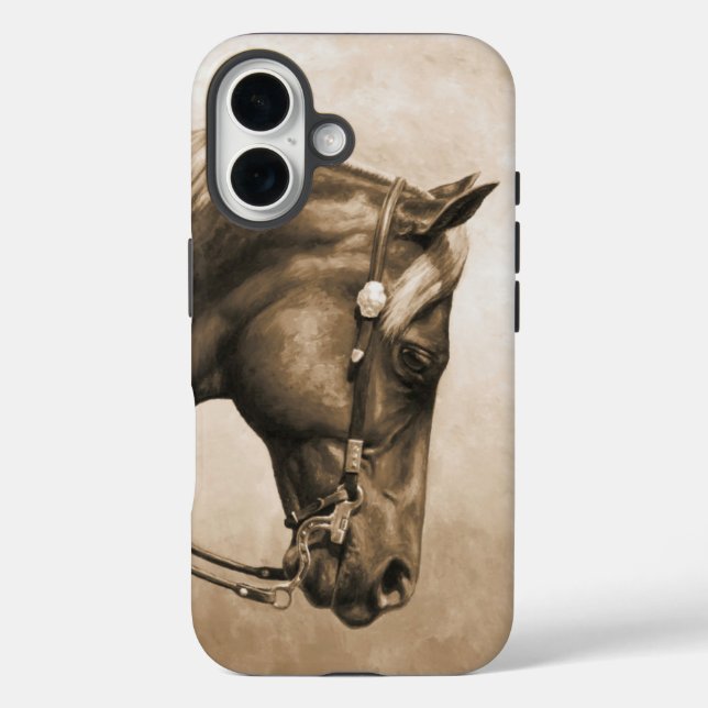 Western Ranch Horse Old Photo Sepia Case-Mate iPhone Case (Back)