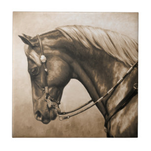 Western Ranch Horse Old Photo Sepia Tile