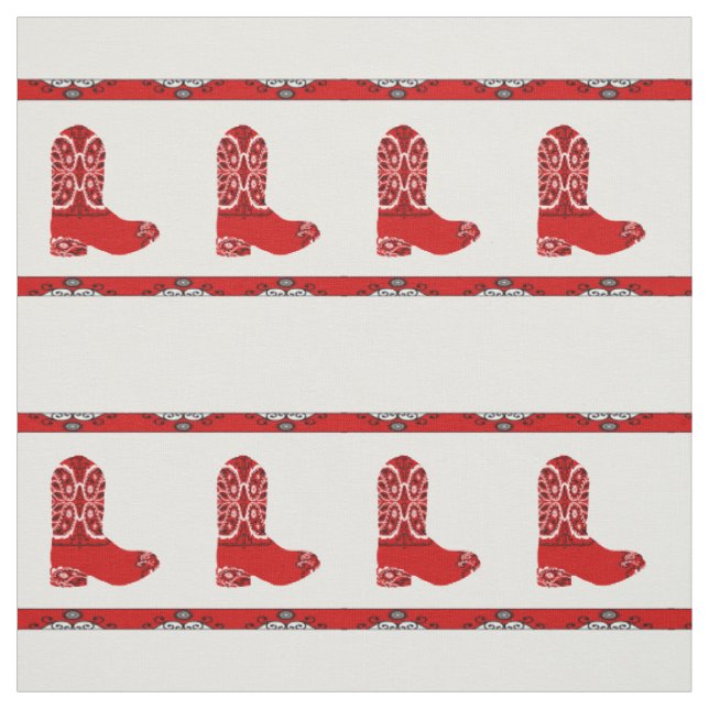 Western Red Bandana Cowboy Boot Fabric (Swatch)