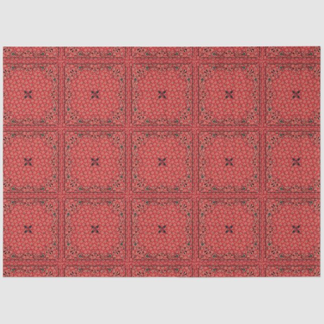 Western Red Bandana Decoupage Tissue Paper (Front)