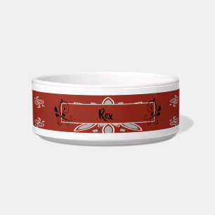 Western Red/Black Paisley Personalized Pet Bowl