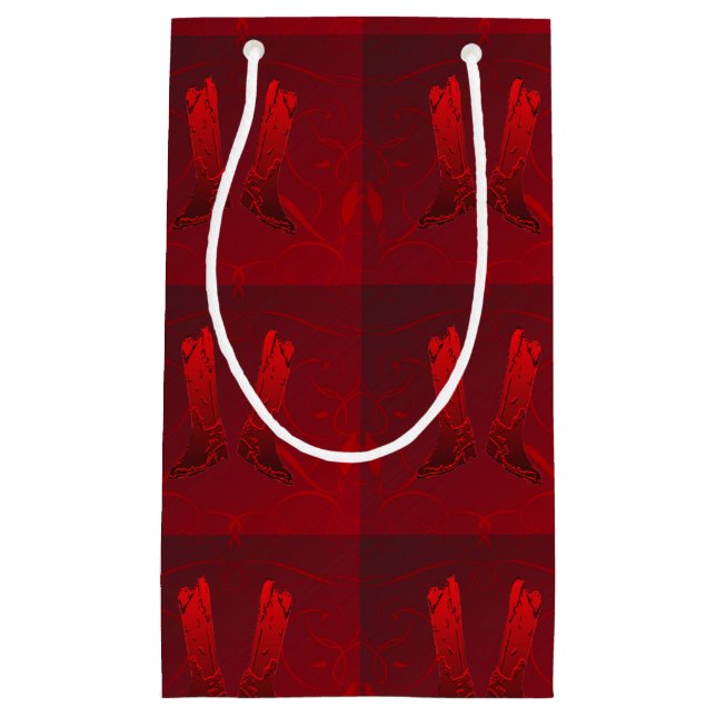 Western Red Cowboy Boot Print Gift Bag (Front)