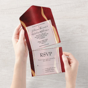 Western Red Cream Cowhide  All In One Invitation