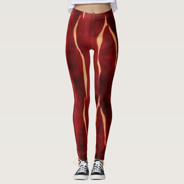 Western Red Cream Cowhide Leggings (Front)