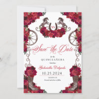 Western Red Roses Charro Save The Date Quinceañera