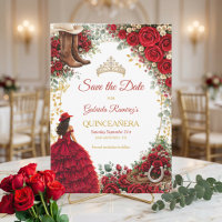 Western Red Roses Golden Country Quinceañera