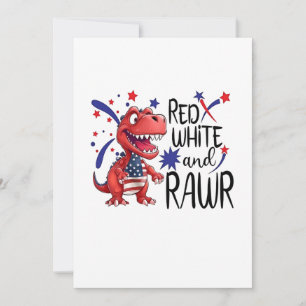 Western Red White Rawr Dinosaur Invitation