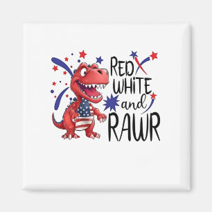 Western Red White Rawr Dinosaur Magnet