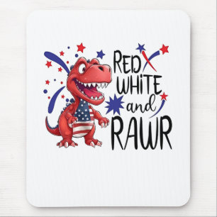 Western Red White Rawr Dinosaur Mouse Pad