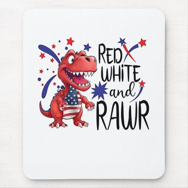 Western Red White Rawr Dinosaur  Mouse Pad (Front)