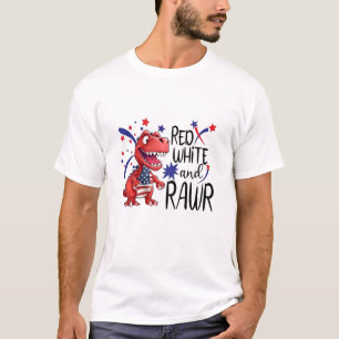 Western Red White Rawr Dinosaur  T-Shirt