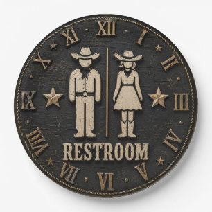 Western Restroom Rustic Cowboy Bathroom Decor Paper Plate