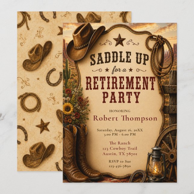 Western Retirement Party Invitation (Front/Back)