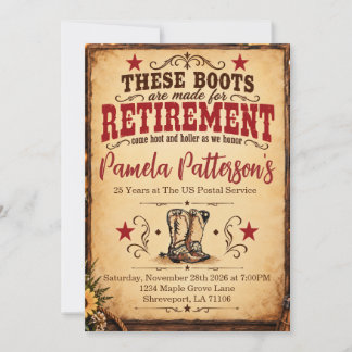 Western Retirement Party Invitation | Cowboy Boots