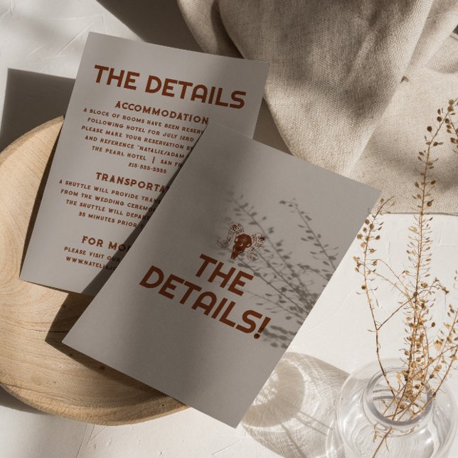 Western Retro Bold Bull Skull Wedding Details Encl Enclosure Card (Creator Uploaded)