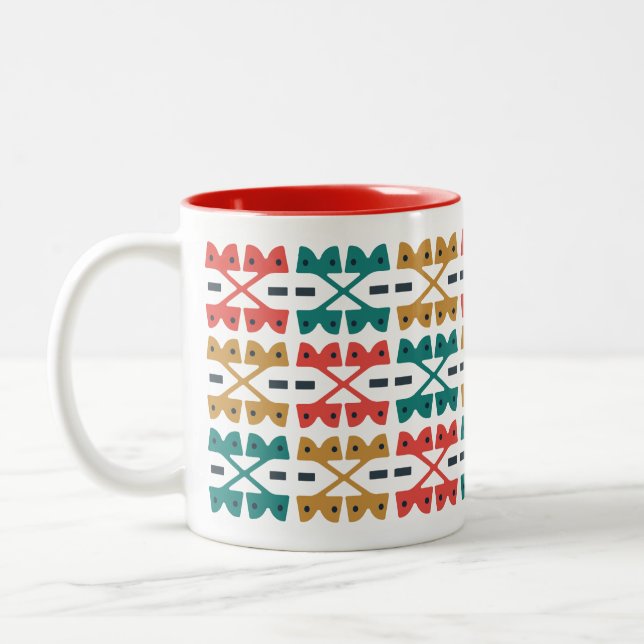 Western Retro Mod X Pattern C Two-Tone Coffee Mug (Left)