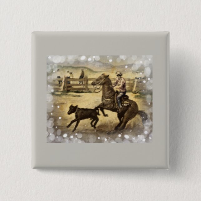 Western Ride 2 Inch Square Button (Front)