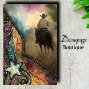 Western Rider Decoupage Tissue Paper