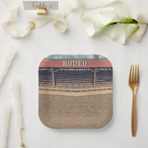 Western Rodeo Arena Cowboy/Cowgirl  Paper Plate
