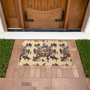 Western Rodeo Arena Cowboy Cowgirl Rodeo Events  Doormat