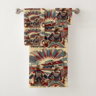 Western Rodeo Arena Cowboy Cowgirl Rodeo Team Bath Towel Set