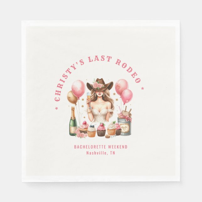 Western Rodeo Bachelorette Party Bridal Shower Napkin (Front)