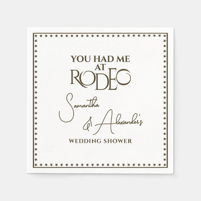 Western Rodeo Bridal Couples Wedding Shower Napkin (Front)