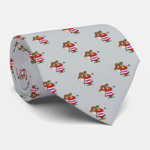 Western Rodeo Clown In Barrel and Bull Small Print Tie
