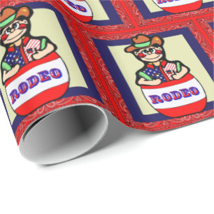 Western Rodeo Clown In Barrel Red Bandana Wrapping Paper