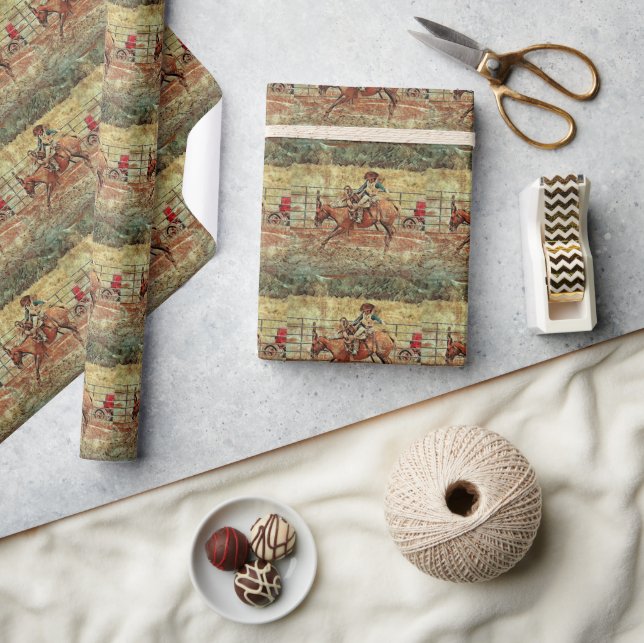 Western Rodeo Country Horse Riding Texture Pattern Wrapping Paper (Crafts)