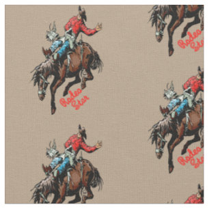Western Rodeo Cowboy Bareback Bronc Horse Rider Fabric