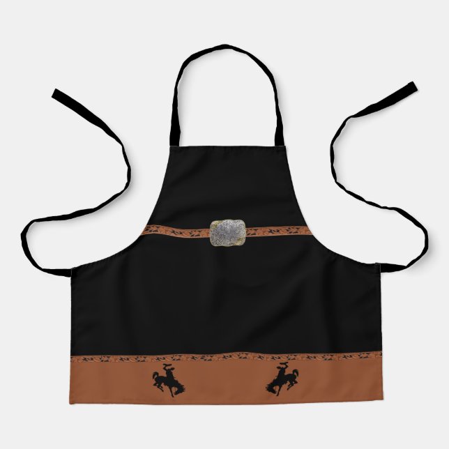 Western Rodeo Cowboy Belt Buckle and  Bronc Riders Apron (Front)
