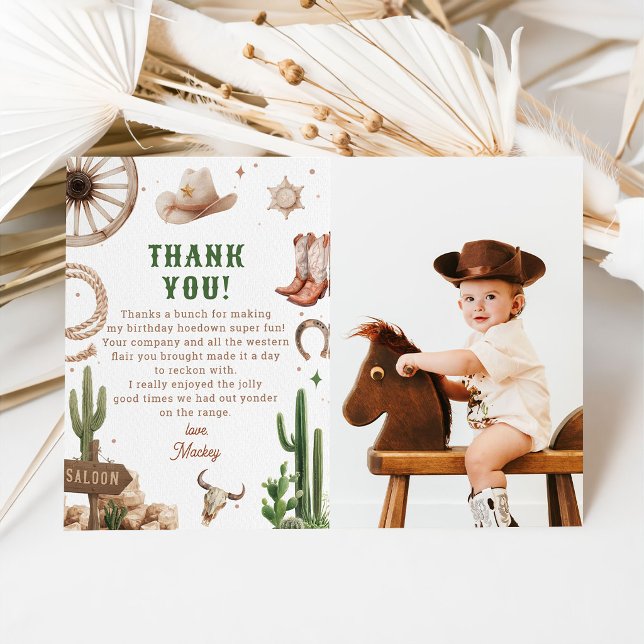 Western Rodeo Cowboy Birthday Thank You Card (Creator Uploaded)