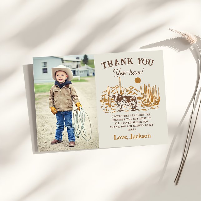 Western Rodeo Cowboy Birthday Thank You Card (Creator Uploaded)