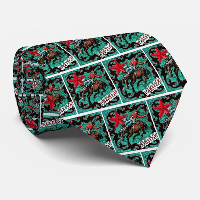 Western  Rodeo Cowboy Bronc Rider Necktie (Rolled)