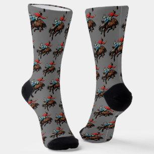Western Rodeo Cowboy Bronc Riding   Socks