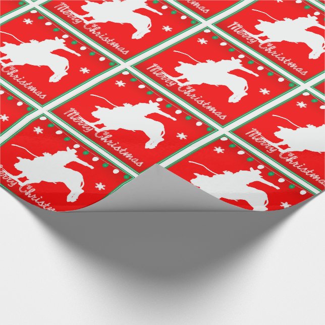 Western Rodeo Cowboy  Bull Riding  Christmas Wrapping Paper (Corner)